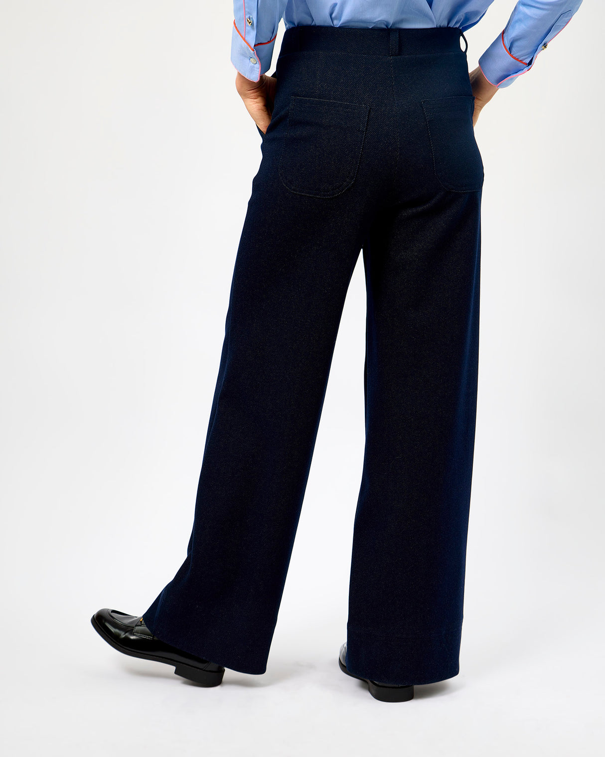 Navy Belinda Wide Leg Trousers