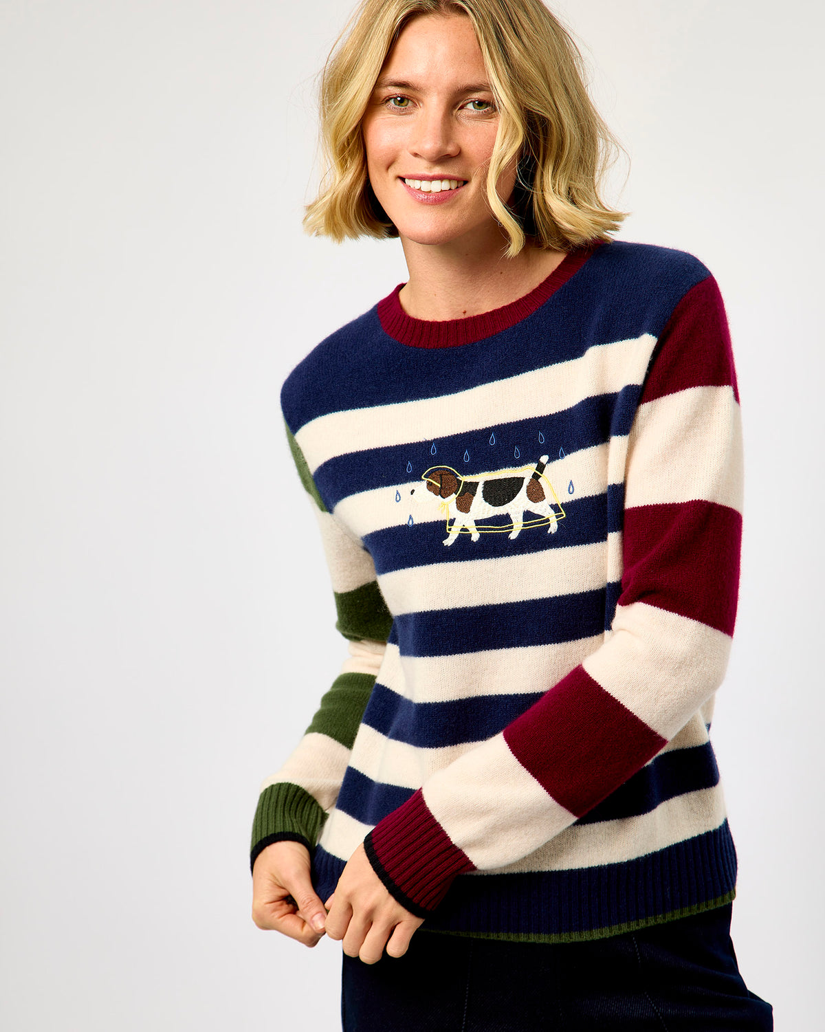 Multi Stripe Embroidered Dog Perro Jumper