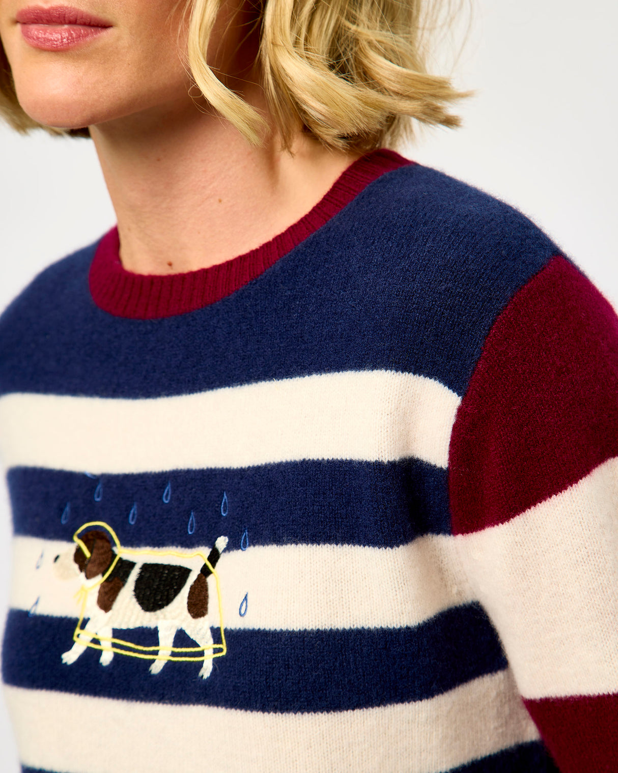 Multi Stripe Embroidered Dog Perro Jumper