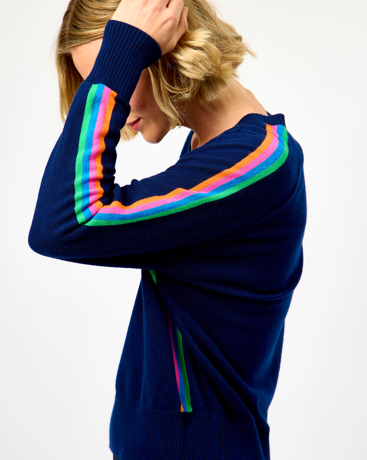 Navy Cuella V-Neck Jumper