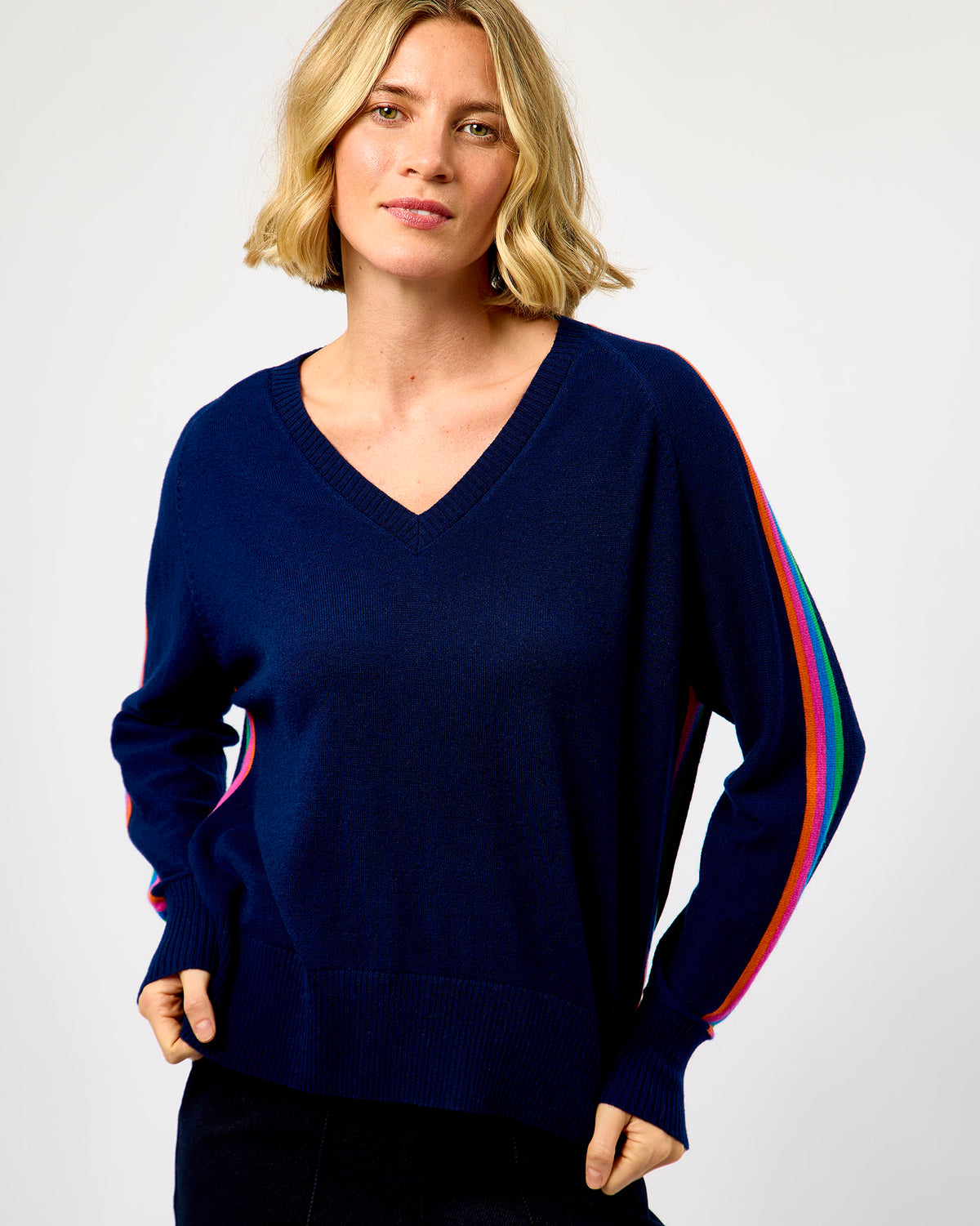 Navy Cuella V-Neck Jumper