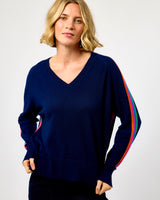 Navy Cuella V-Neck Jumper