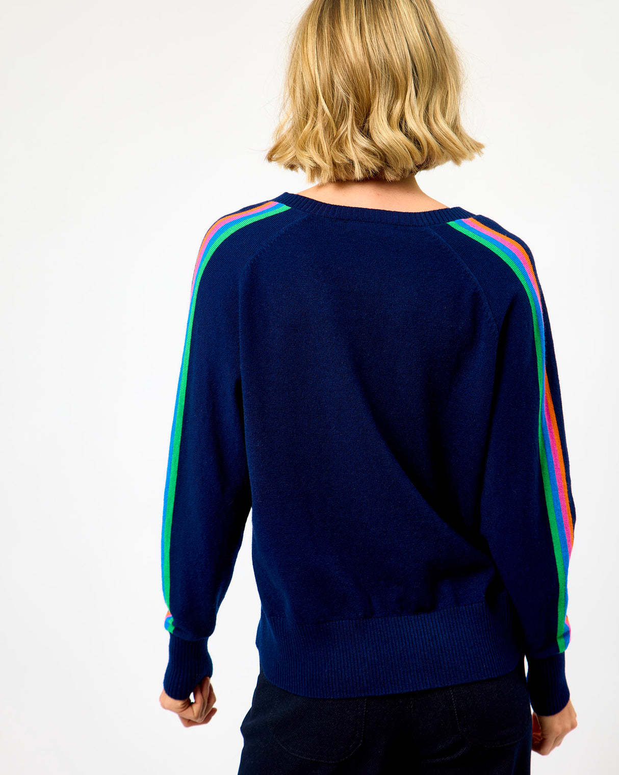 Navy Cuella V-Neck Jumper