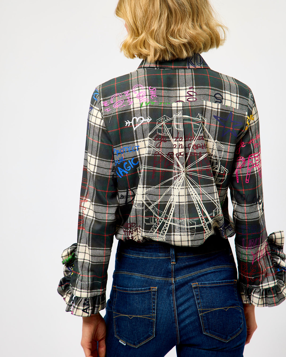 Tartan Green Grafitti Volantes Shirt