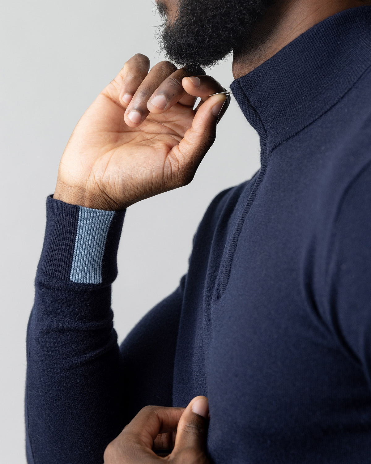 Navy Adam Knit Zip Turtle Neck Jumper