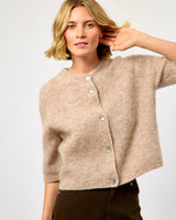 Light Beige Melange Andrea Rib Knit Cardigan