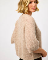 Light Beige Melange Andrea Rib Knit Cardigan