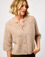 Light Beige Melange Andrea Rib Knit Cardigan