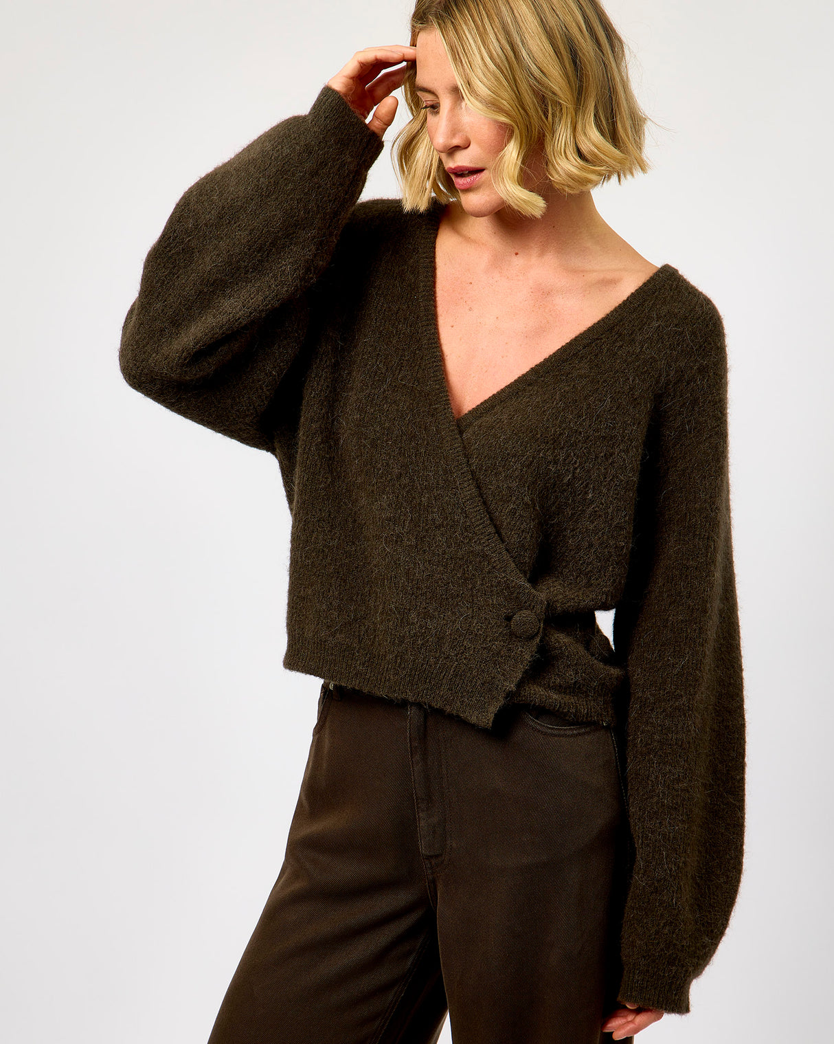 Black Olive Gabby Wrap Knit Jumper