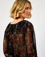 Black Paislia Frill Sheer Blouse