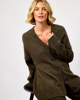 Black Olive Alpha Knit Monogram Cardigan