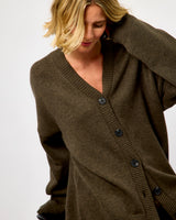 Black Olive Alpha Knit Monogram Cardigan