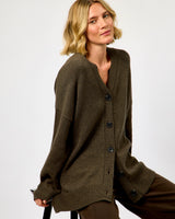 Black Olive Alpha Knit Monogram Cardigan
