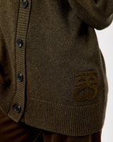 Black Olive Alpha Knit Monogram Cardigan