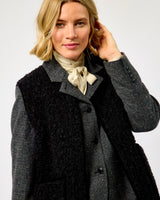 Black Textured Sheep Wool Pepitko Vest