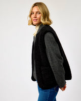 Black Textured Sheep Wool Pepitko Vest
