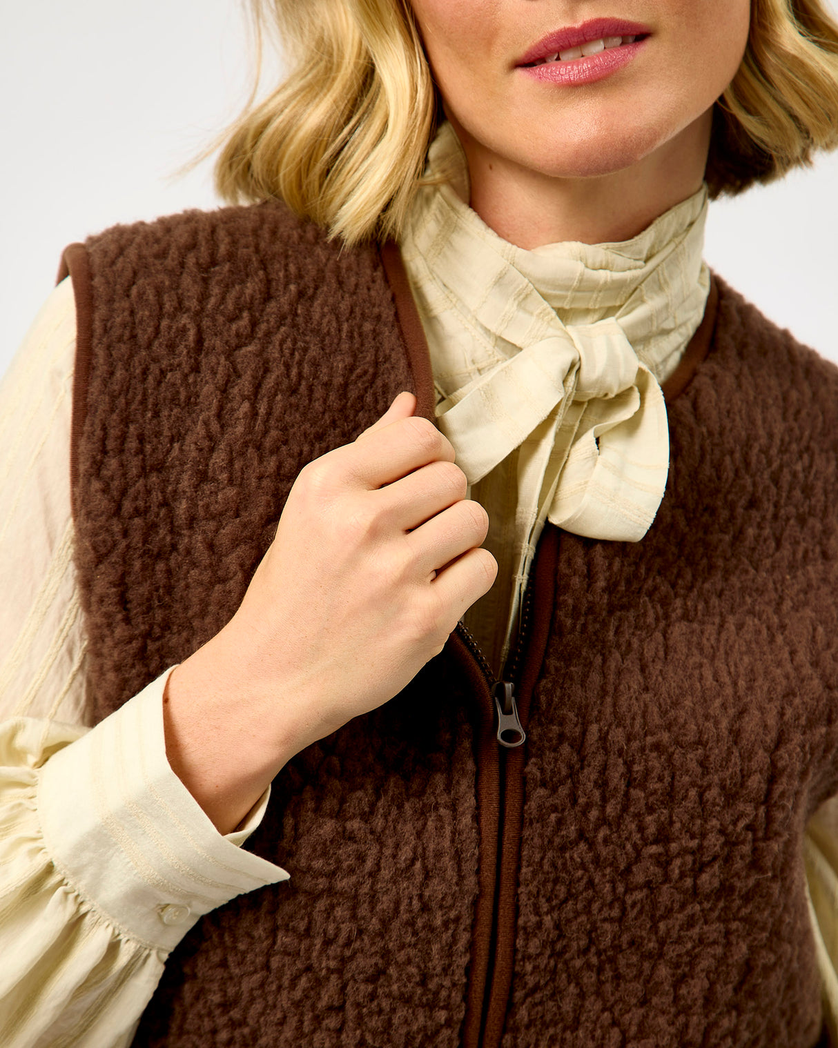 Choco Martini Textured Merino Wool Pepitko Vest