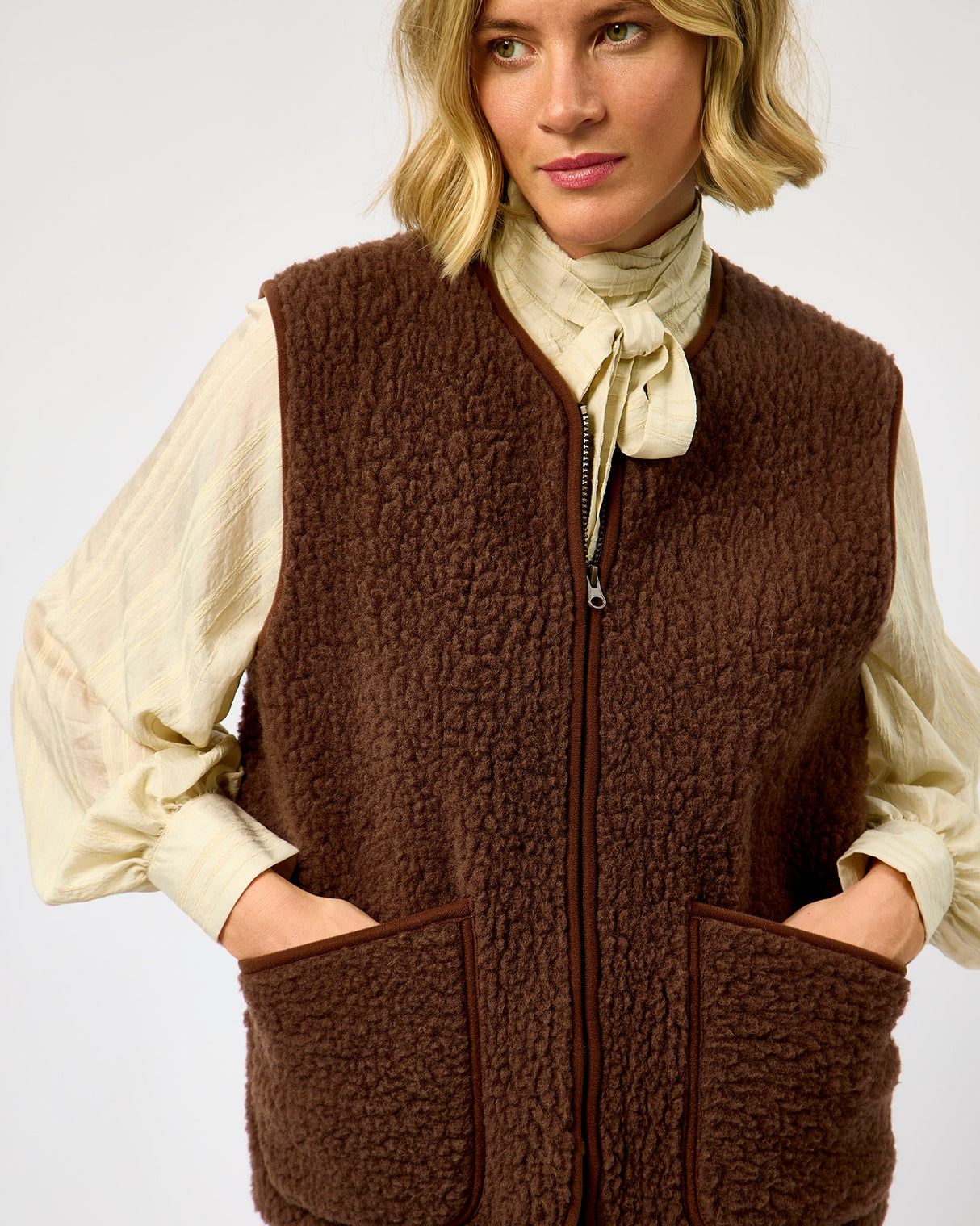 Choco Martini Textured Merino Wool Pepitko Vest