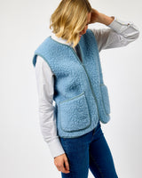 Icy Blue Textured Sheep Wool Peptiko Vest