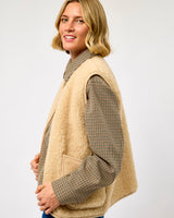 Beige Textured Sheep Wool Pepitko Vest