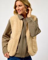 Beige Textured Sheep Wool Pepitko Vest