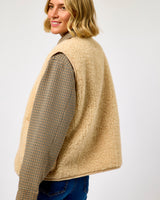 Beige Textured Sheep Wool Pepitko Vest