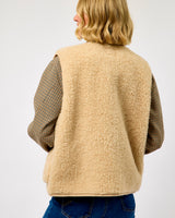 Beige Textured Sheep Wool Pepitko Vest
