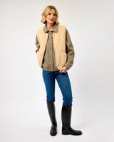 Beige Textured Sheep Wool Pepitko Vest