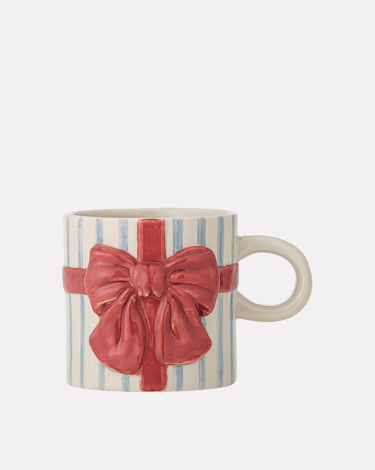 Red Bow & Blue Stripe Bowie Stoneware Mug