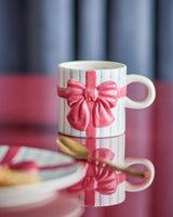 Red Bow & Blue Stripe Bowie Stoneware Mug