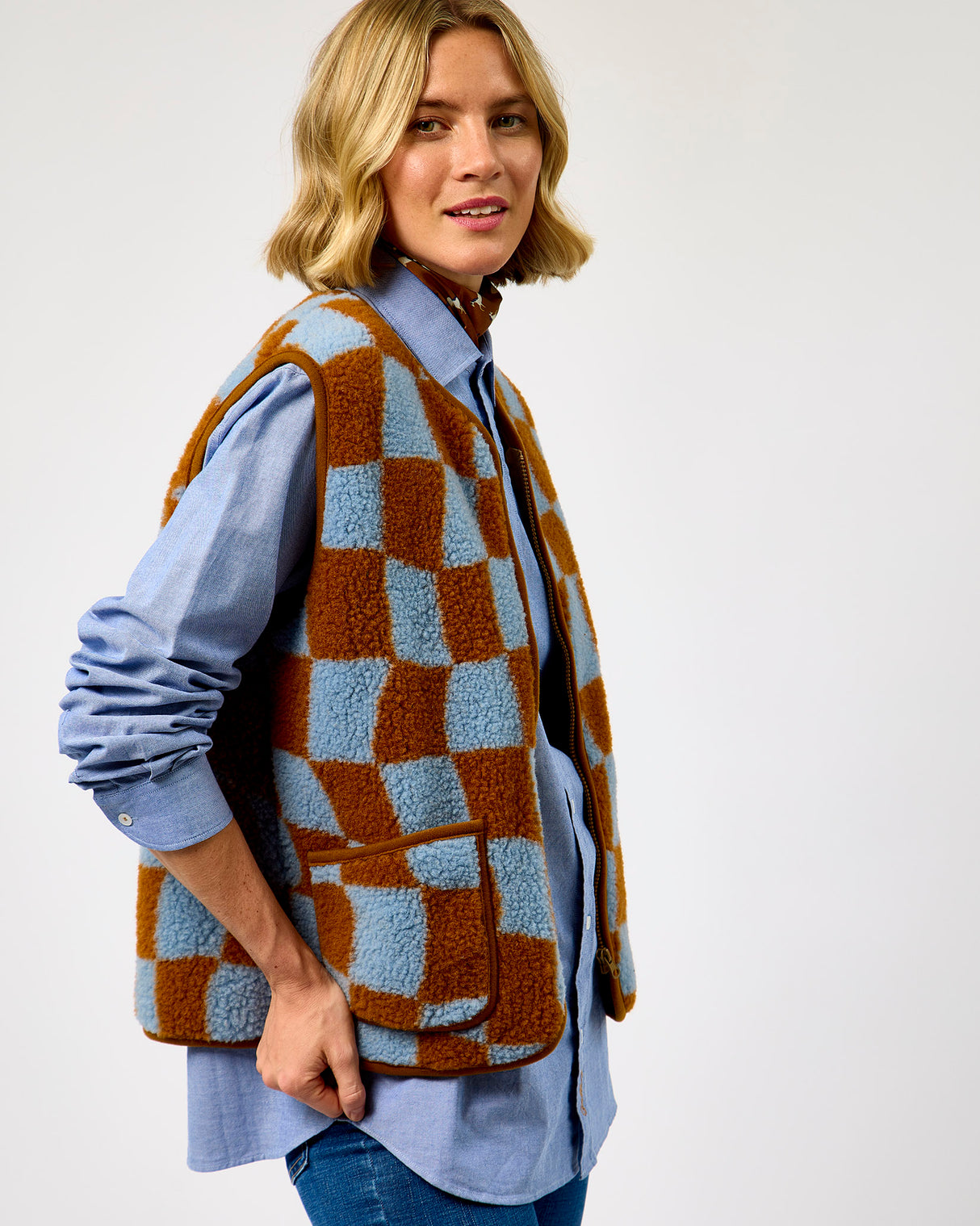 Pattern Flower Textured Sheep Wool Peptiko Vest