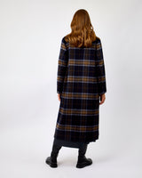 Dark Navy & Check Adria Double Breasted Reversible Coat