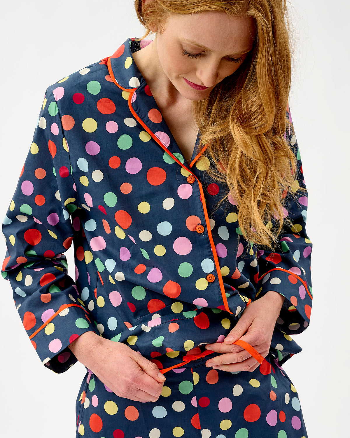 Navy Spots Cotton Pyjama Set