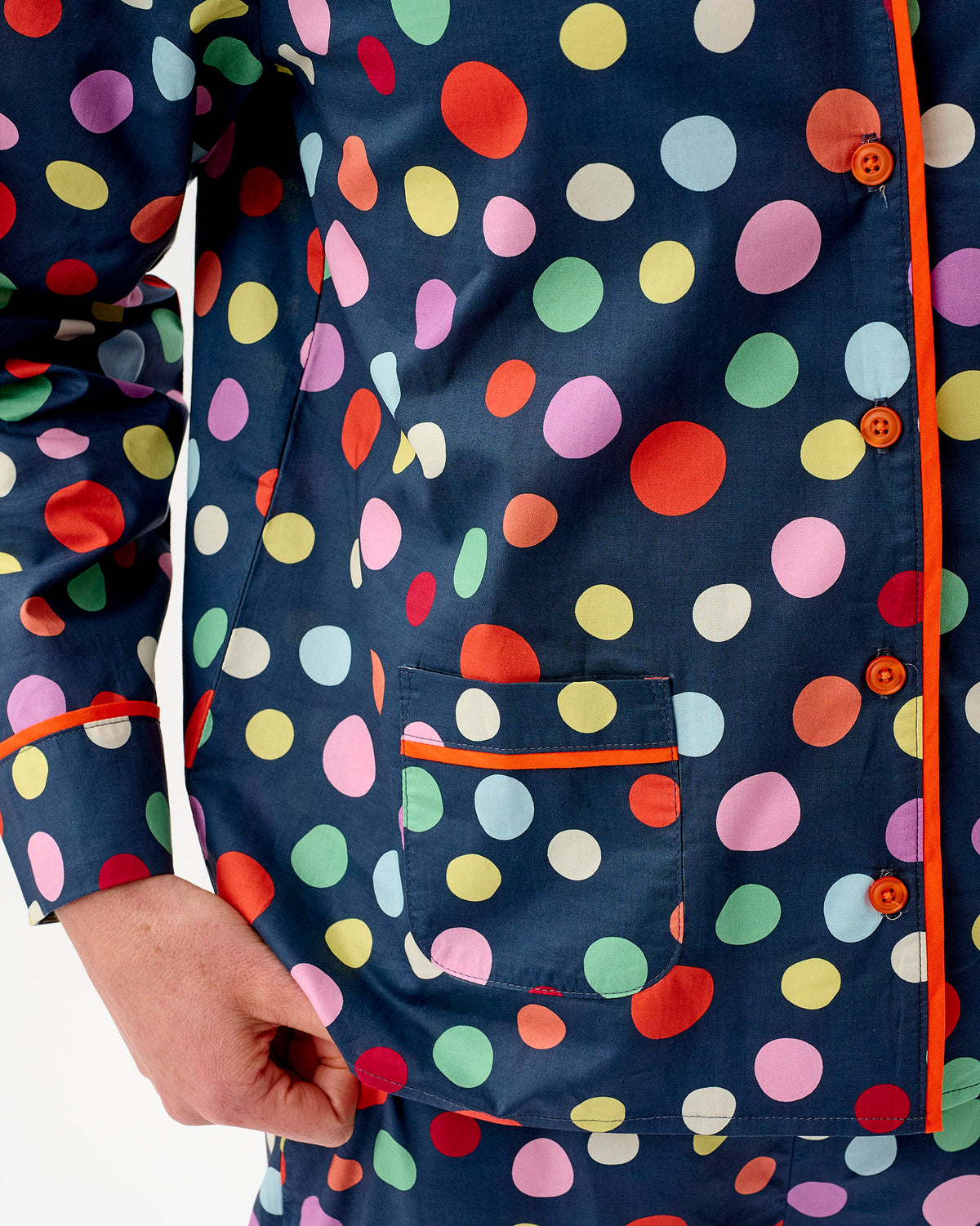 Navy Spots Cotton Pyjama Set