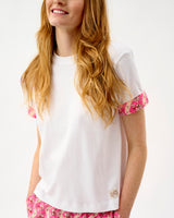 Pink Wave White Cotton T-Shirt