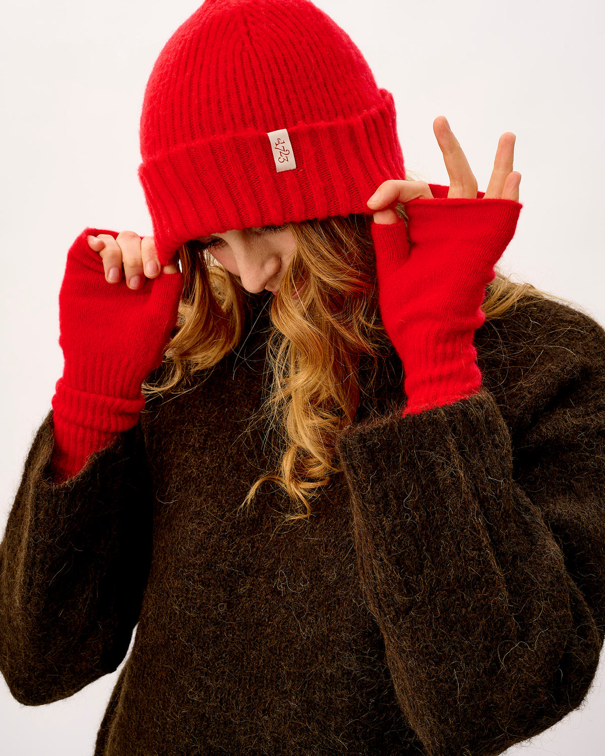 Tartan Scarlet Lambswool Fingerless Mittens