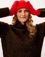 Tartan Scarlet Lambswool Fingerless Mittens