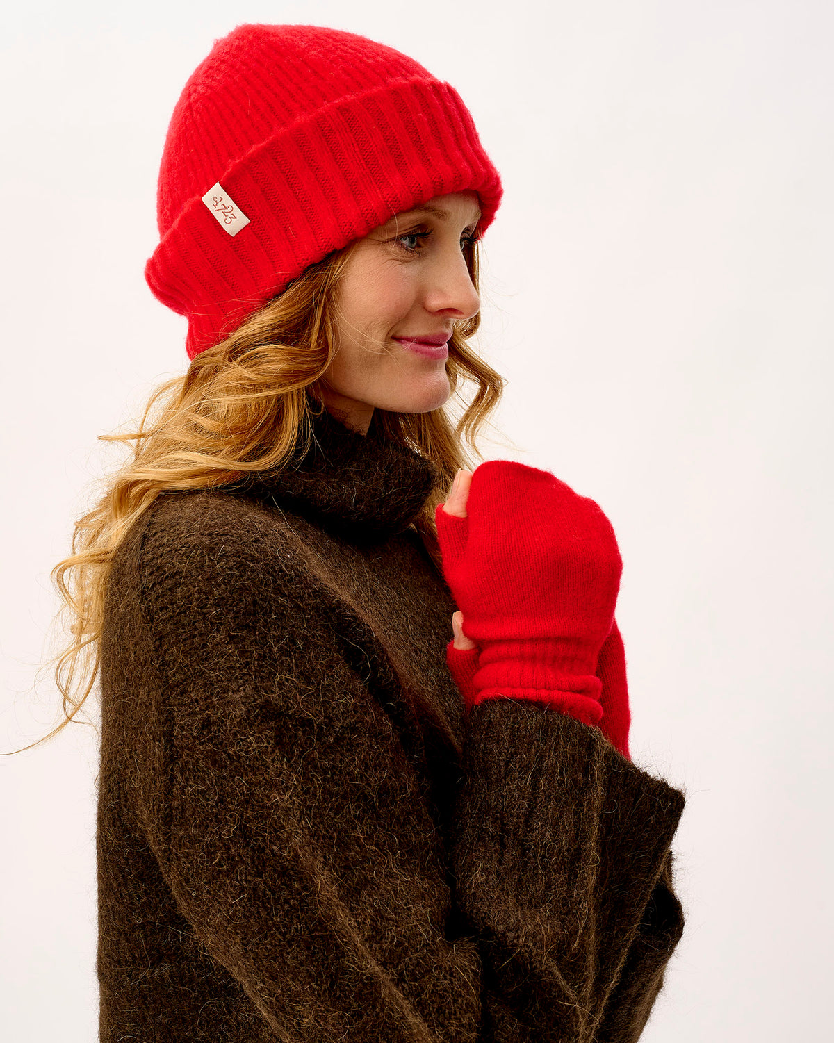 Tartan Scarlet Lambswool Fingerless Mittens