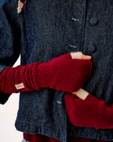 Bordeaux & Linen Lambswool Fingerless Mittens