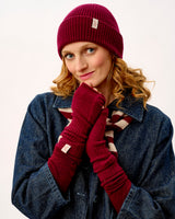 Bordeaux & Linen Lambswool Fingerless Mittens