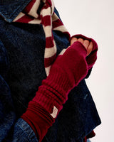 Bordeaux & Linen Lambswool Fingerless Mittens