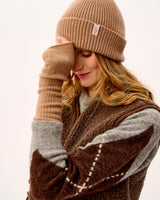Camel Lambswool Fingerless Mittens