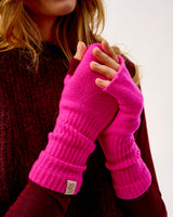 Neon Pink & Bordeaux Lambswool Fingerless Mittens