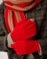 Tartan Scarlet & Camel Lambswool Ribbed Gloves