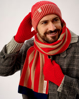 Tartan Scarlet & Camel Lambswool Ribbed Gloves