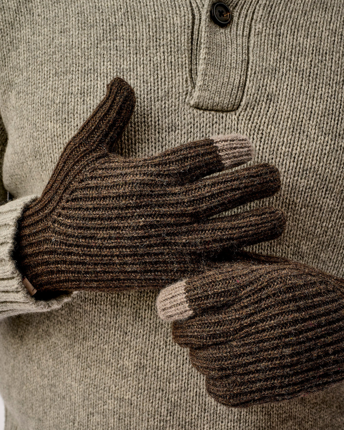 Cocoa & Vole Lambswool Ribbed Gloves