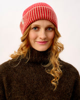 Tartan Scarlet & Camel Plaited Effect Lambswool Hat