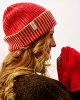 Tartan Scarlet & Camel Plaited Effect Lambswool Hat