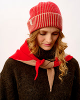 Tartan Scarlet & Camel Plaited Effect Lambswool Hat