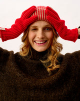 Tartan Scarlet & Camel Plaited Effect Lambswool Hat